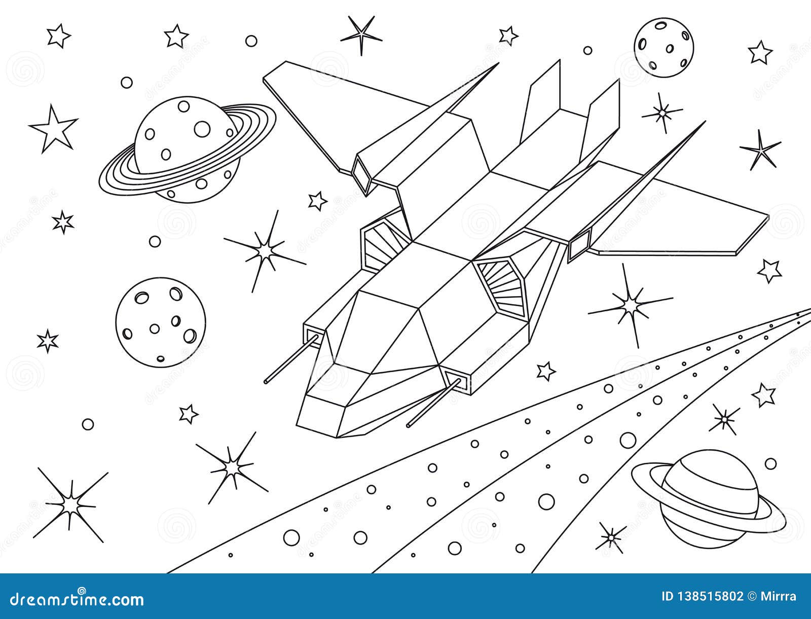 Alien spaceship in the universe spacecraft flying in deep space stock vector