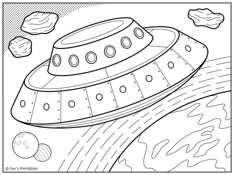 Printable spaceship coloring pages â ufos rockets and more â tims printables