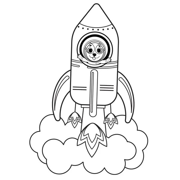 Coloring page outline cartoon spaceship animal vector image white background stock vector by elenaparshina