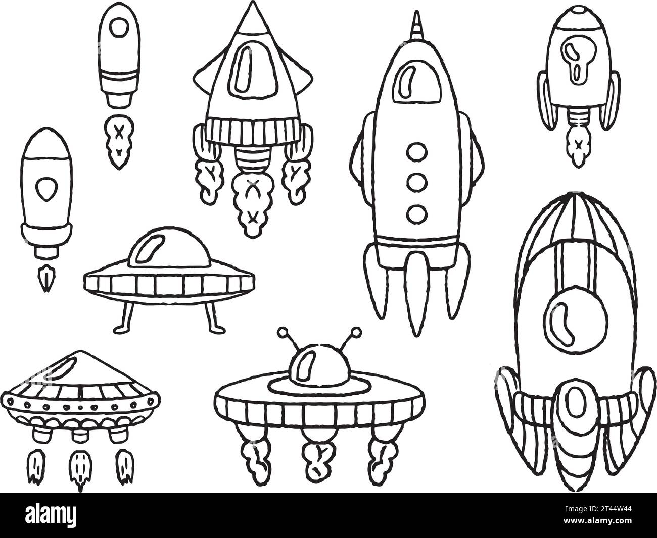 Ufo line drawing cut out stock images pictures