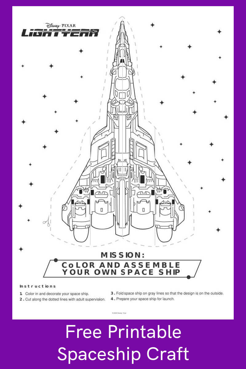Free printable lightyear spaceship craft