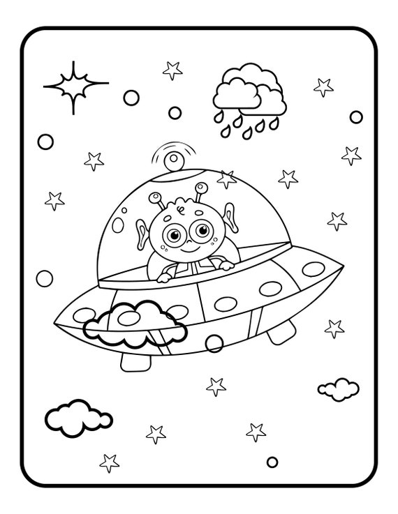 Kids space colouring pages
