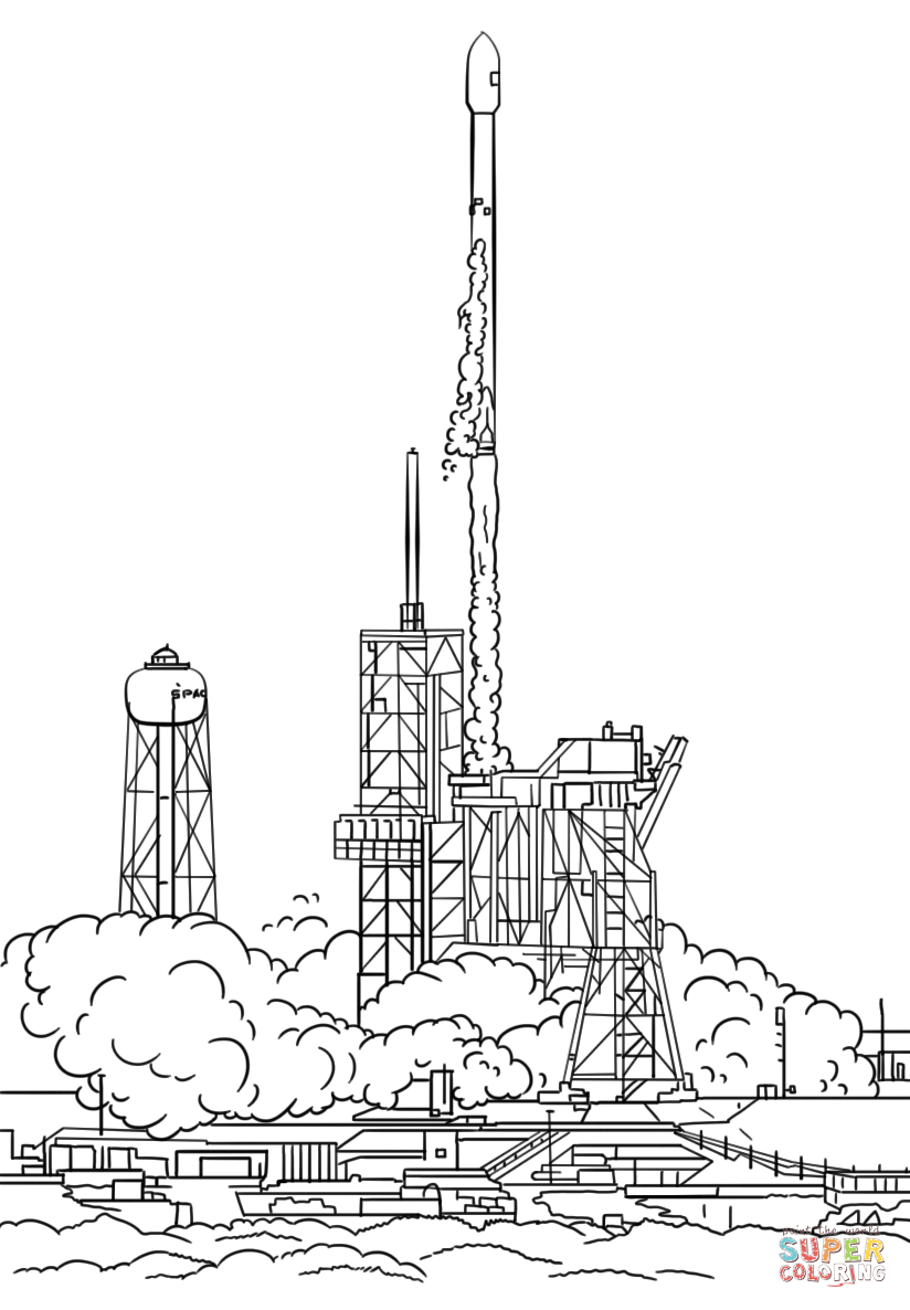Spacex falcon ses launch coloring page free printable coloring pages
