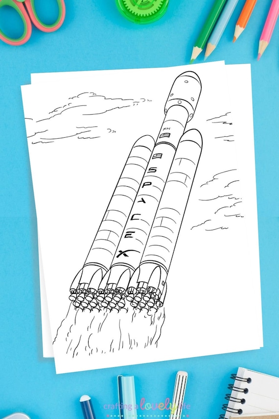 Spacex coloring pages printable colouring sheets digital download elon musk spacex starship starship orbital nasa spaceflight