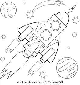 Starship space coloring book children stock vector royalty free