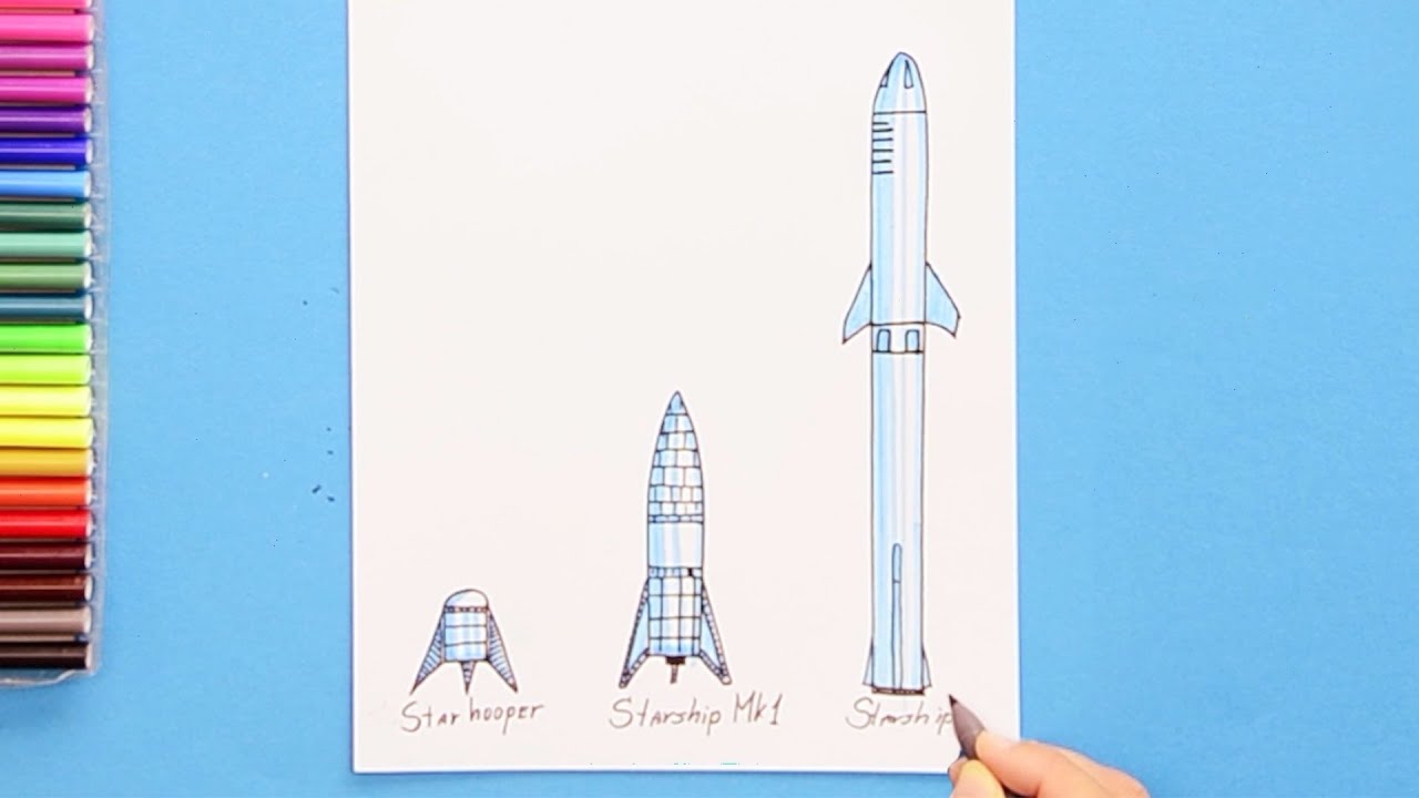 How to draw spacex starship starhopper rockets