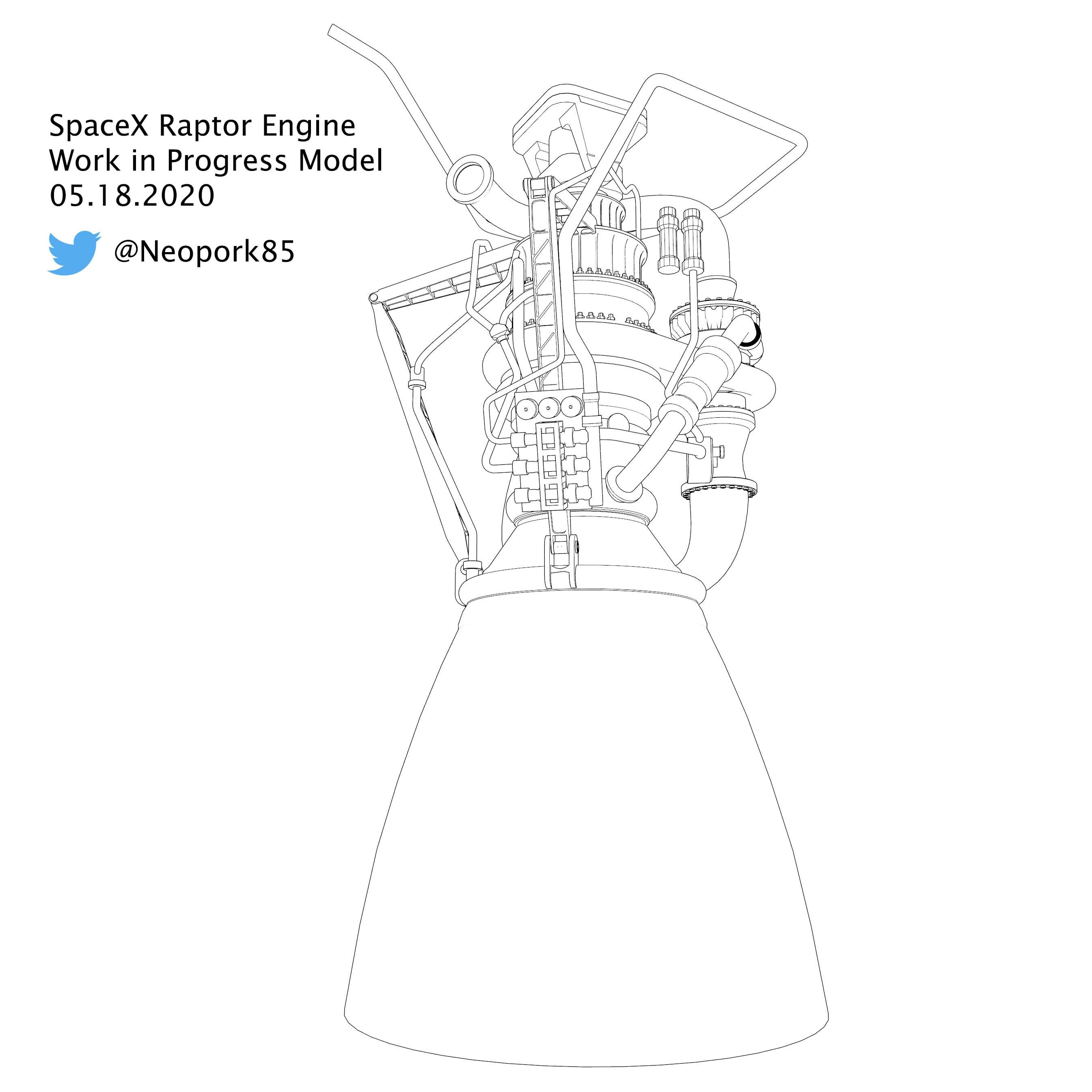And a line render of my spacex raptor engine if youre into that coloring page rspacexlounge