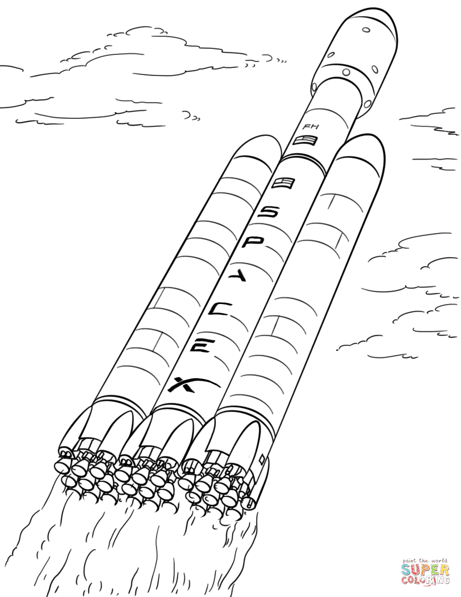 Spacex falcon heavy coloring page free printable coloring pages space coloring pages coloring pages falcon heavy