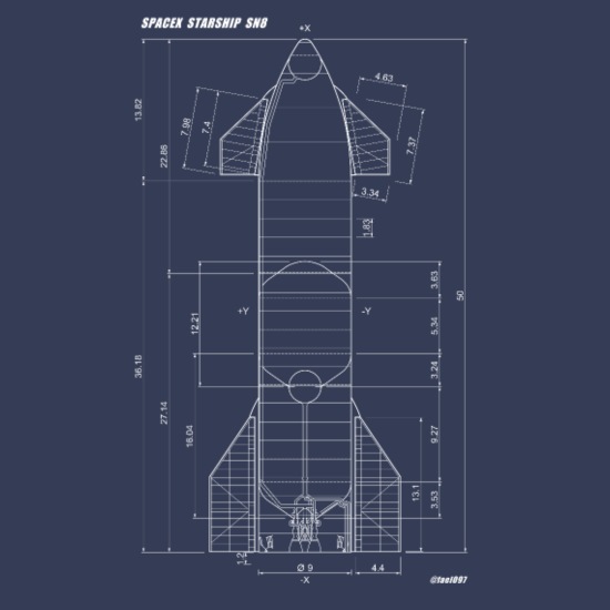 Spacex starship sn blueprint kids t