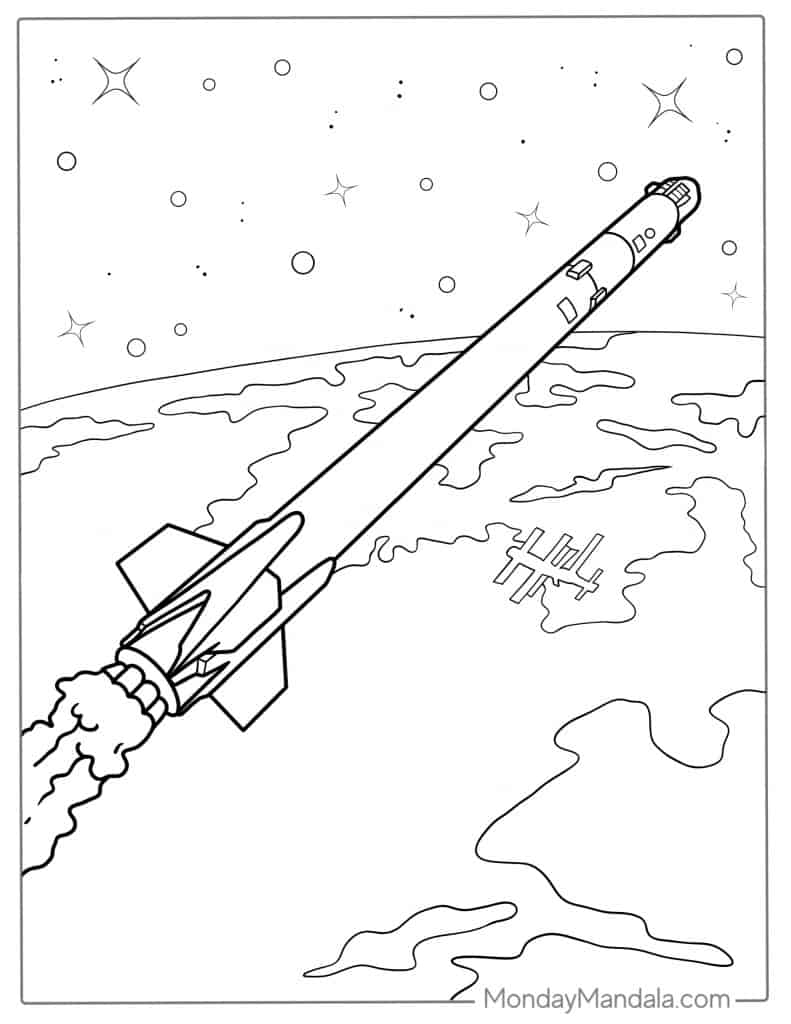 Rocket coloring pages free pdf printables