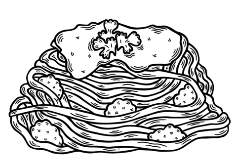 Spaghetti and meatballs coloring page free printable coloring pages
