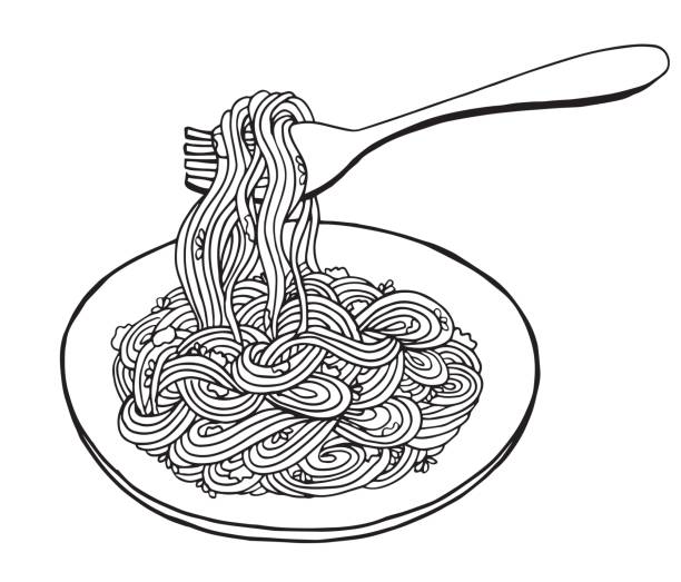 Bowl of spaghetti stock illustrations royalty