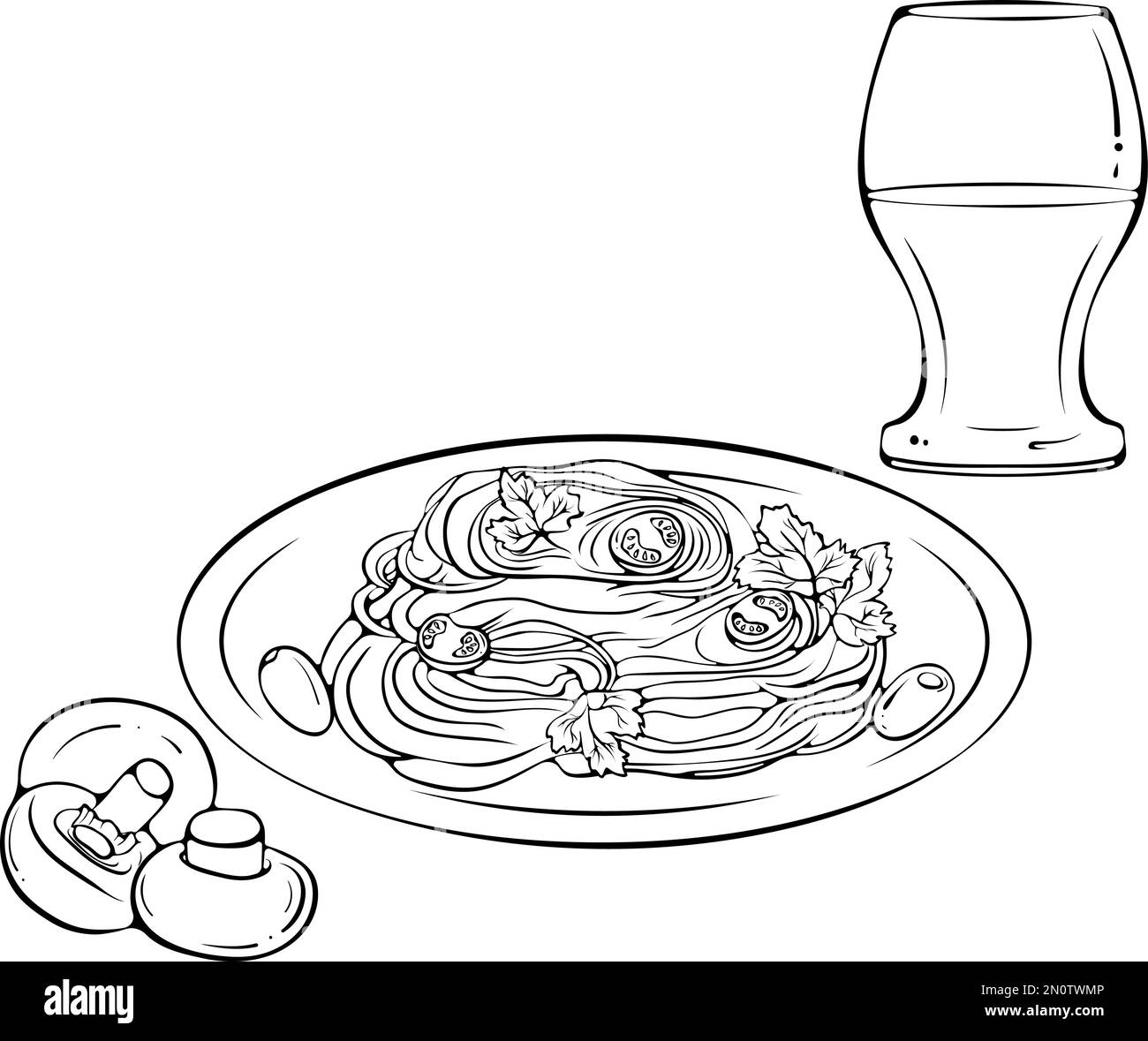 Spaghetti illustration black and white cut out stock images pictures