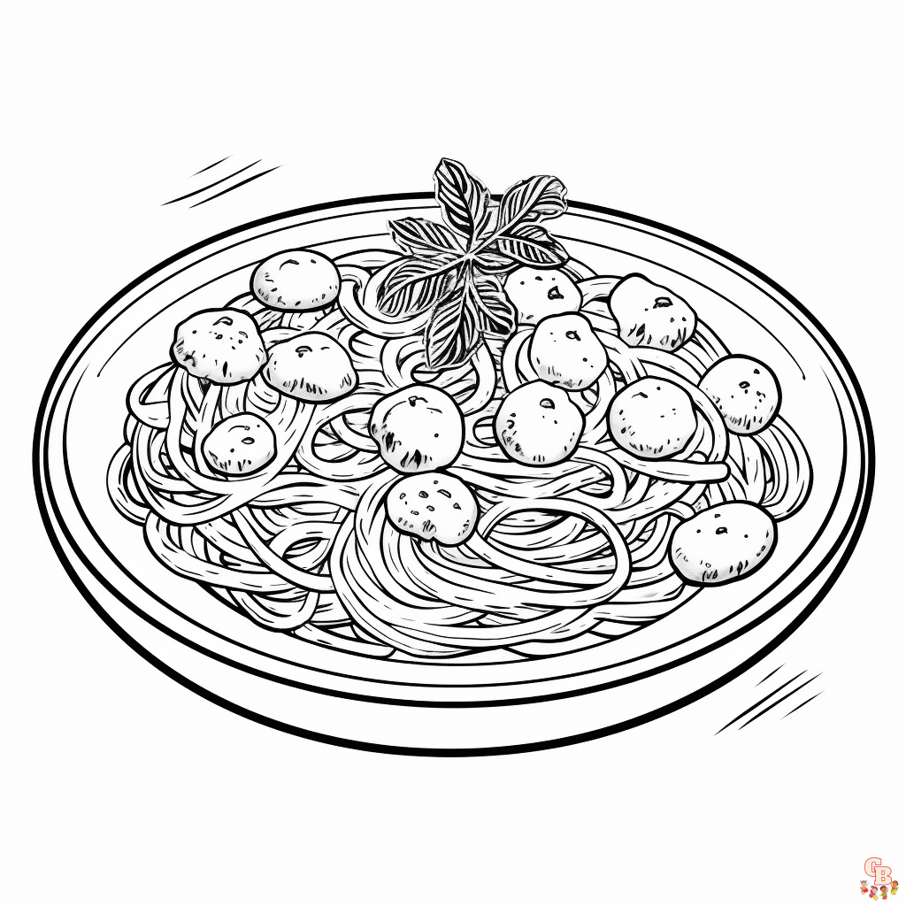 Printable spaghetti coloring pages free for kids and adults