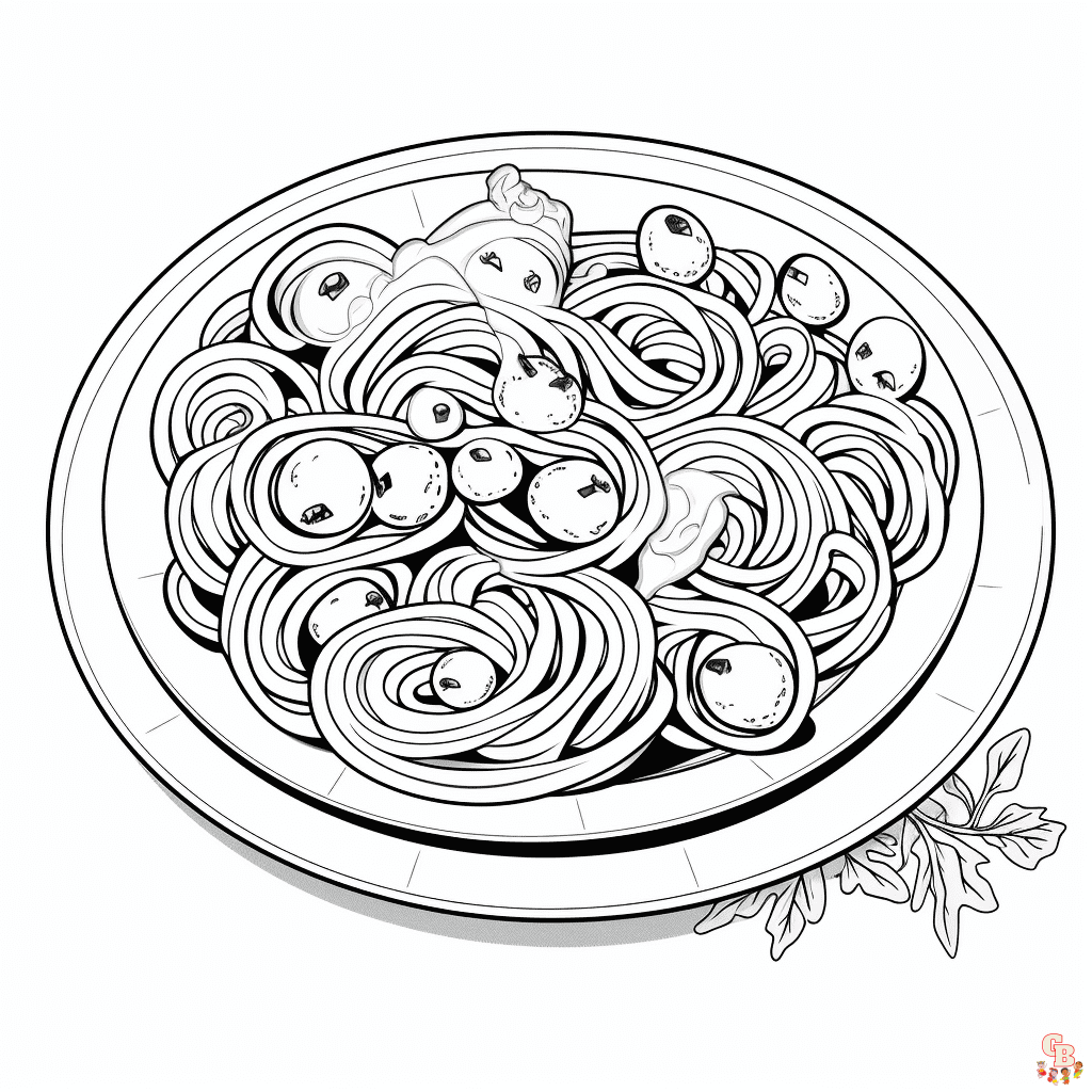 Printable spaghetti coloring pages free for kids and adults