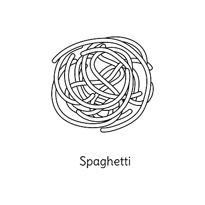 Spaghetti pasta illustration vector doodle sketch traditional italian food handdrawn image for coloring book isolated black line icon editable stroke stock illustration