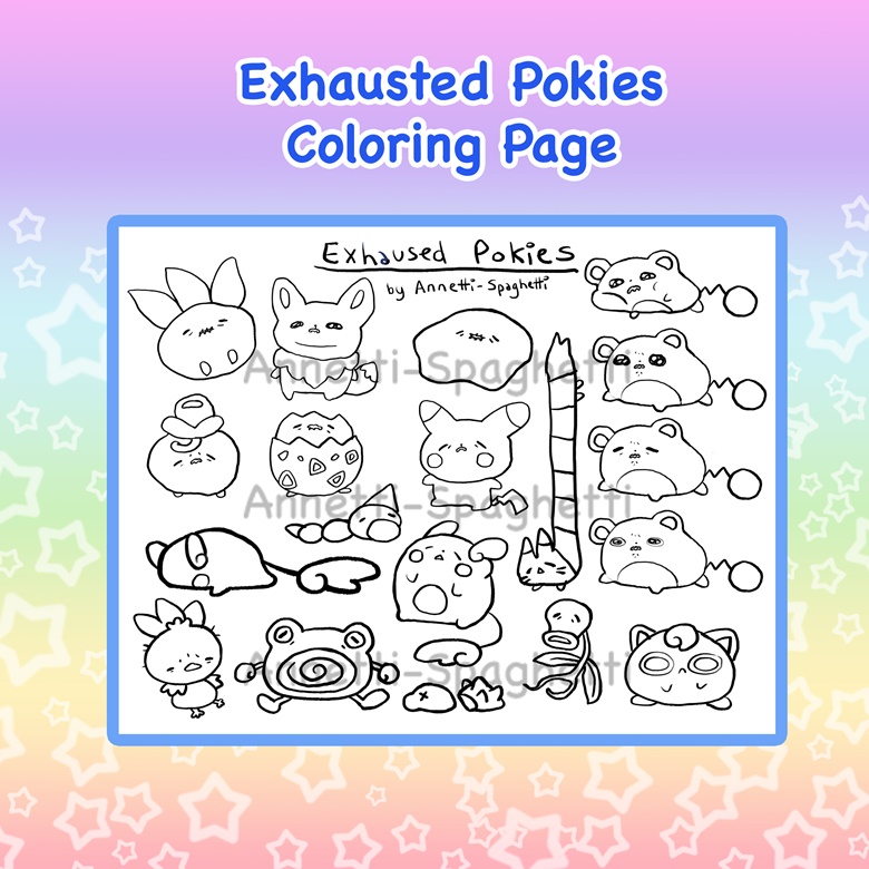 Exhausted pokies downloadable coloring page