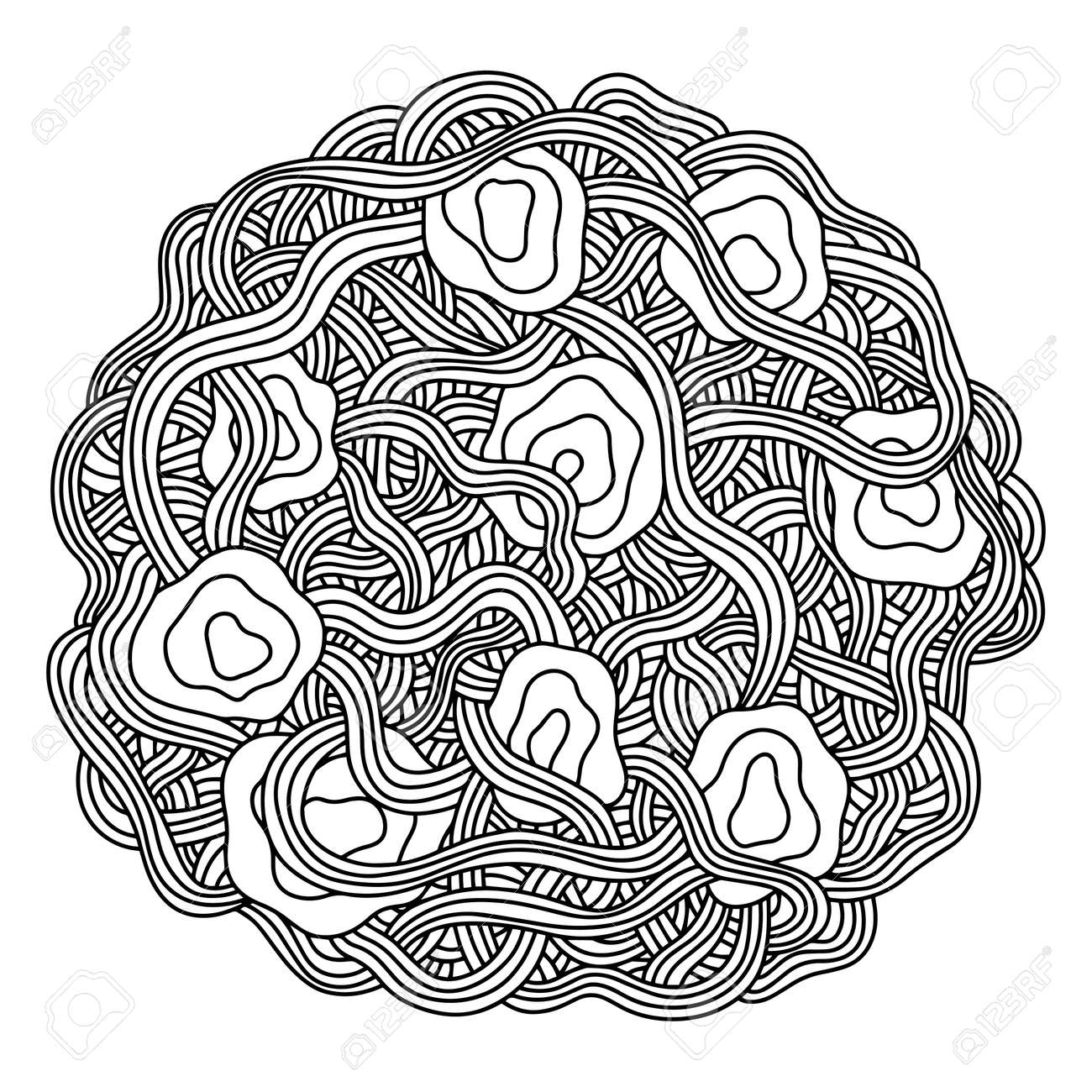 Pasta spaghetti and meatballs coloring page stock vector illustration hand drawn italian cuisine food plate traditional homemade italian dish with pasta coloring page for kids and adults with food royalty free svg