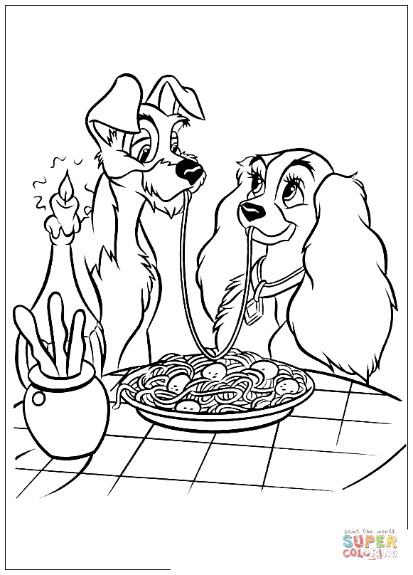 The trump and lady are eating tasty spaghetti coloring page free printable coloring pages