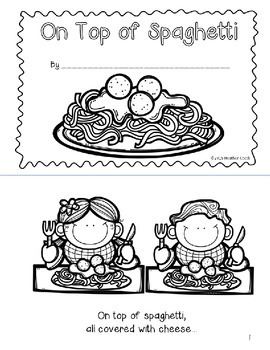 On top of spaghetti printable mini book emergent reader tpt