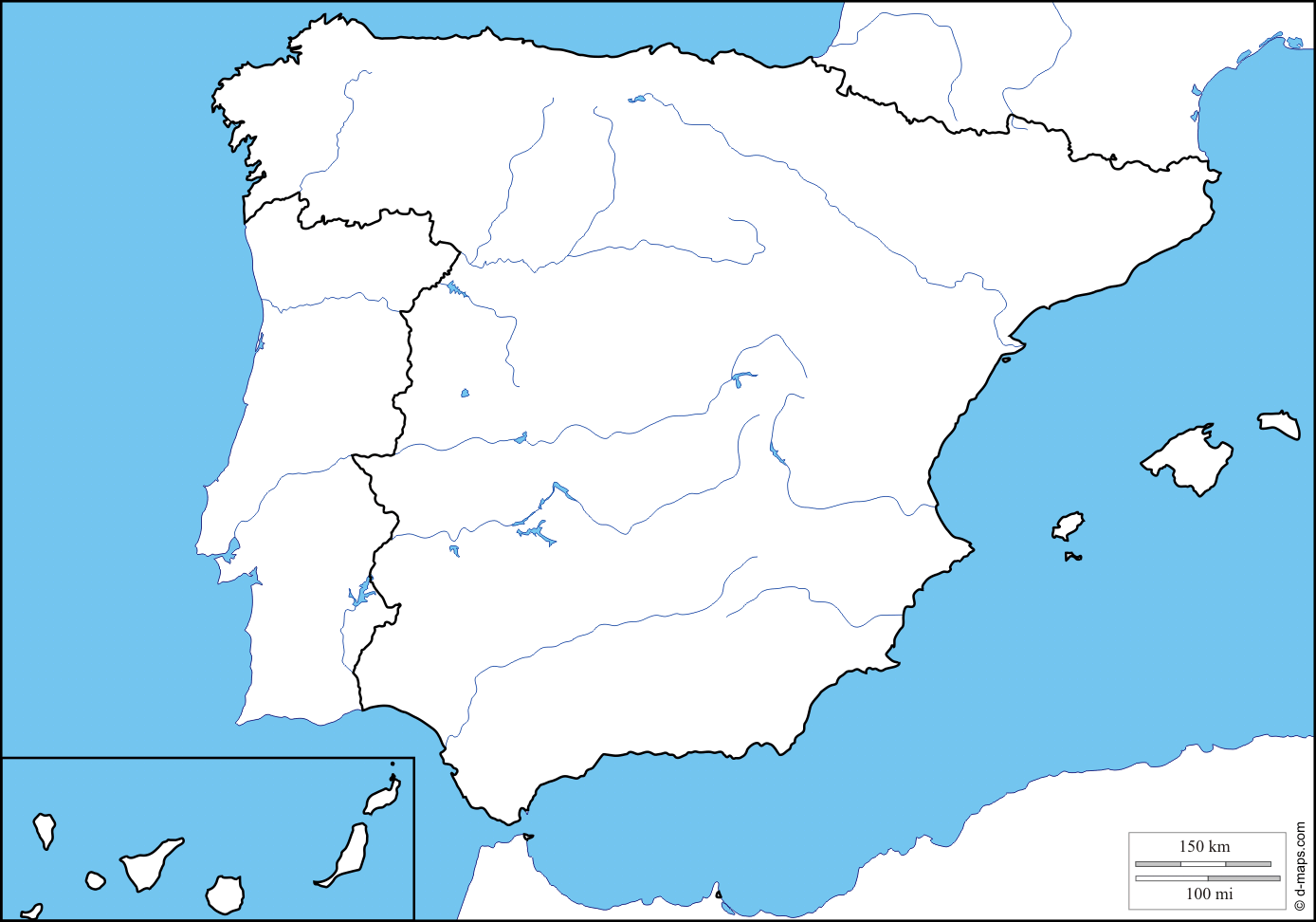 Spagna mappa gratuita mappa muta gratuita cartina muta gratuita litorali limiti idrografia mapa fisico de paãa mapa de paãa rios de paãa