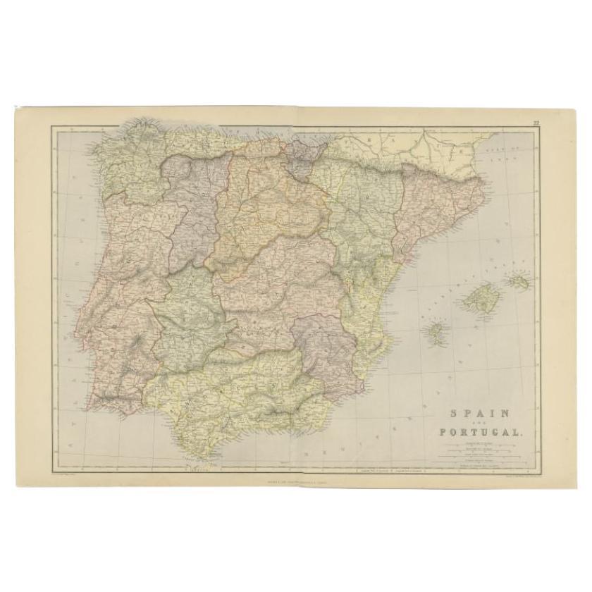 Antique map of spain and portugal by weller c for sale at spagna cartina geografica dettagliata spagna