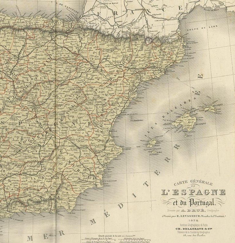 Antique map of spain and portugal by levasseur for sale at carta geografica portogallo spagna cartina geografica cartina geografica spagna
