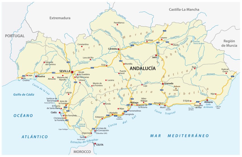 Mappa dellandalusia cartina interattiva e download mappe in pdf