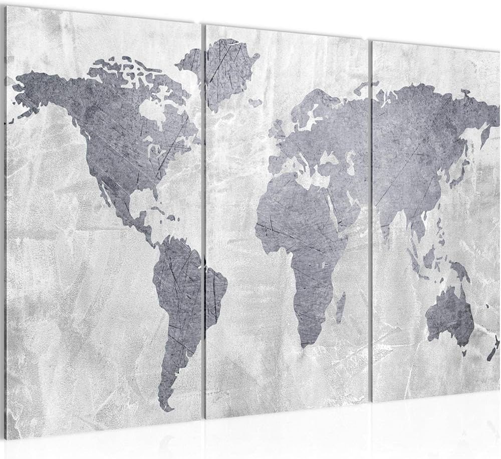 Runa art mappa del mondo quadri soggiorno grande grigio carta geografica calcestruzzo x cm pezzi decorazione murale c fai da te