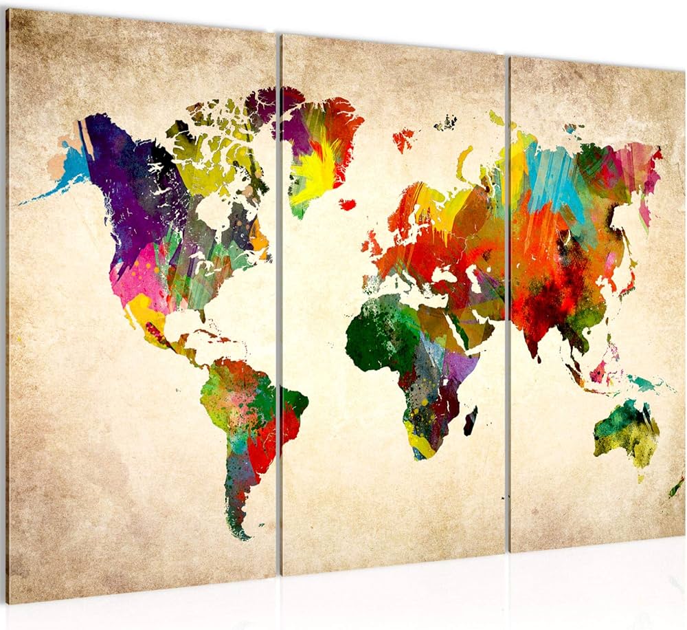 Runa art mappa del mondo quadri soggiorno grande colorato continenti carta geografica x cm pezzi decorazione murale a casa e cucina