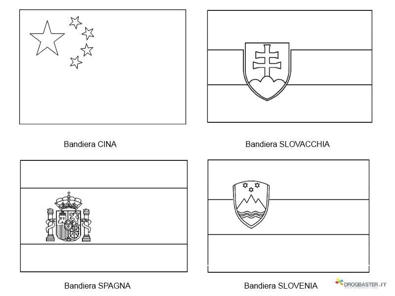 Mappa e bandiere da stampare e colorare per imparare i bimbi nel riconoscere le nazioni banda stampe mappa
