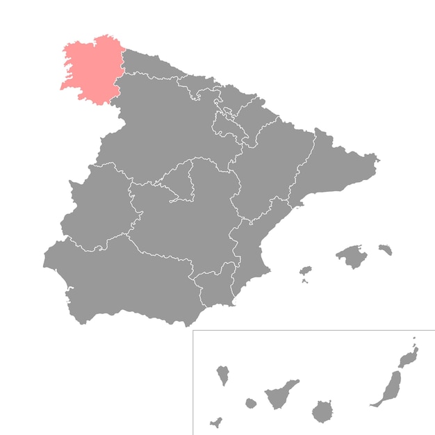 Galizia mappa spagna regione illustrazione vettoriale vettore premium