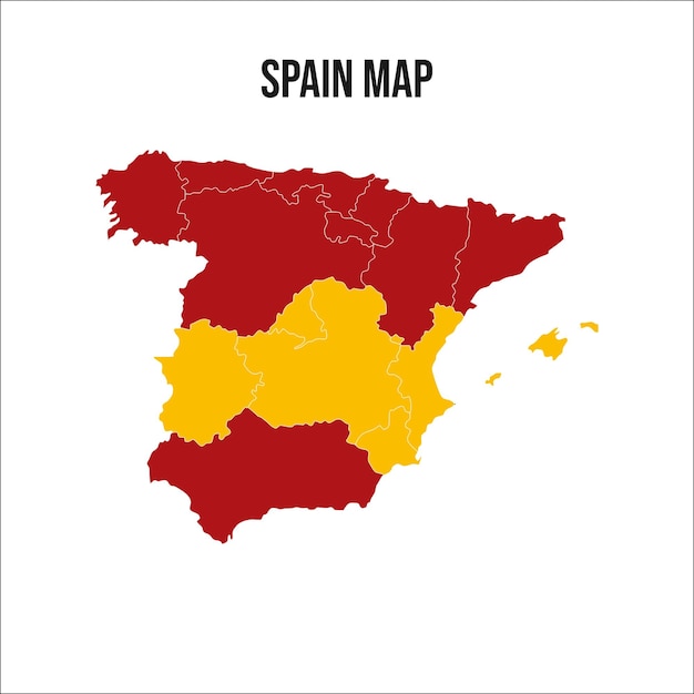 Vettore della mappa della spagna mappa della spagna con illustrazione del vettore della linea del terrorio mappe semplici della spagna vettore premium