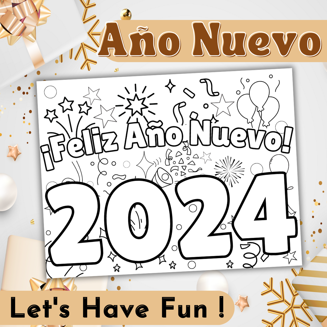 Feliz ano nuevo spanish happy new year coloring pages