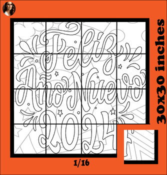 Feliz ano nuevo spanish popart coloring collaborative poster bulletin board