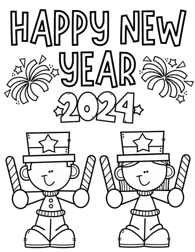 Happy new year coloring pages