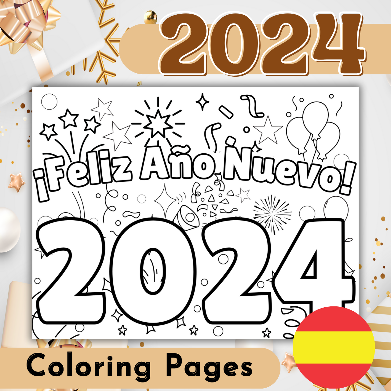 Happy new year coloring pages