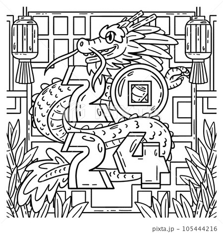 Year of the dragon kids coloring page