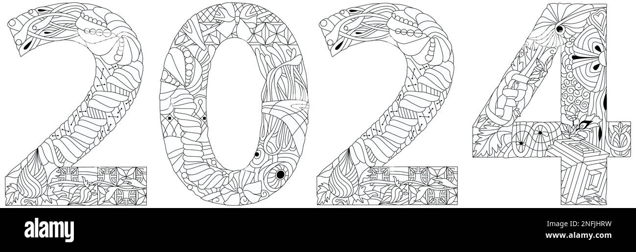 Logo text design for coloring design template celebration typography poster banner or greeting card for happy new year stock vector image art
