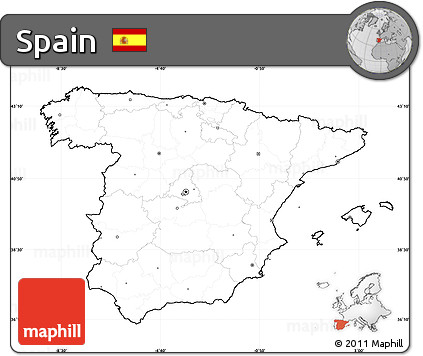 Free blank simple map of spain cropped outside no labels