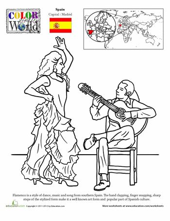 Color the world flamenco coloring pages flamenco learning spanish