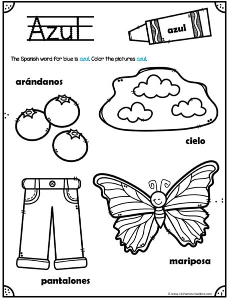 Free printable spanish colors worksheet for kindergarten