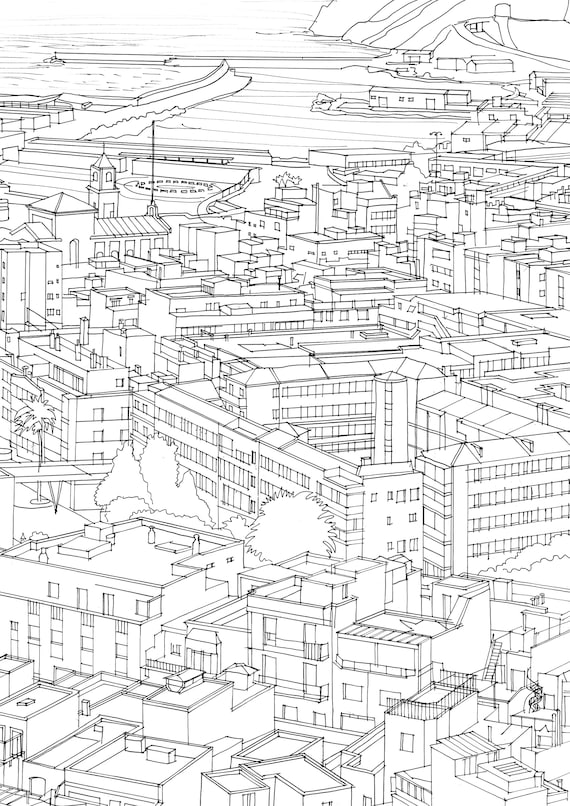 Set of hand drawn coloring pages almeria bellagio nice spain coloring pages italy coloring pages printable coloring pages