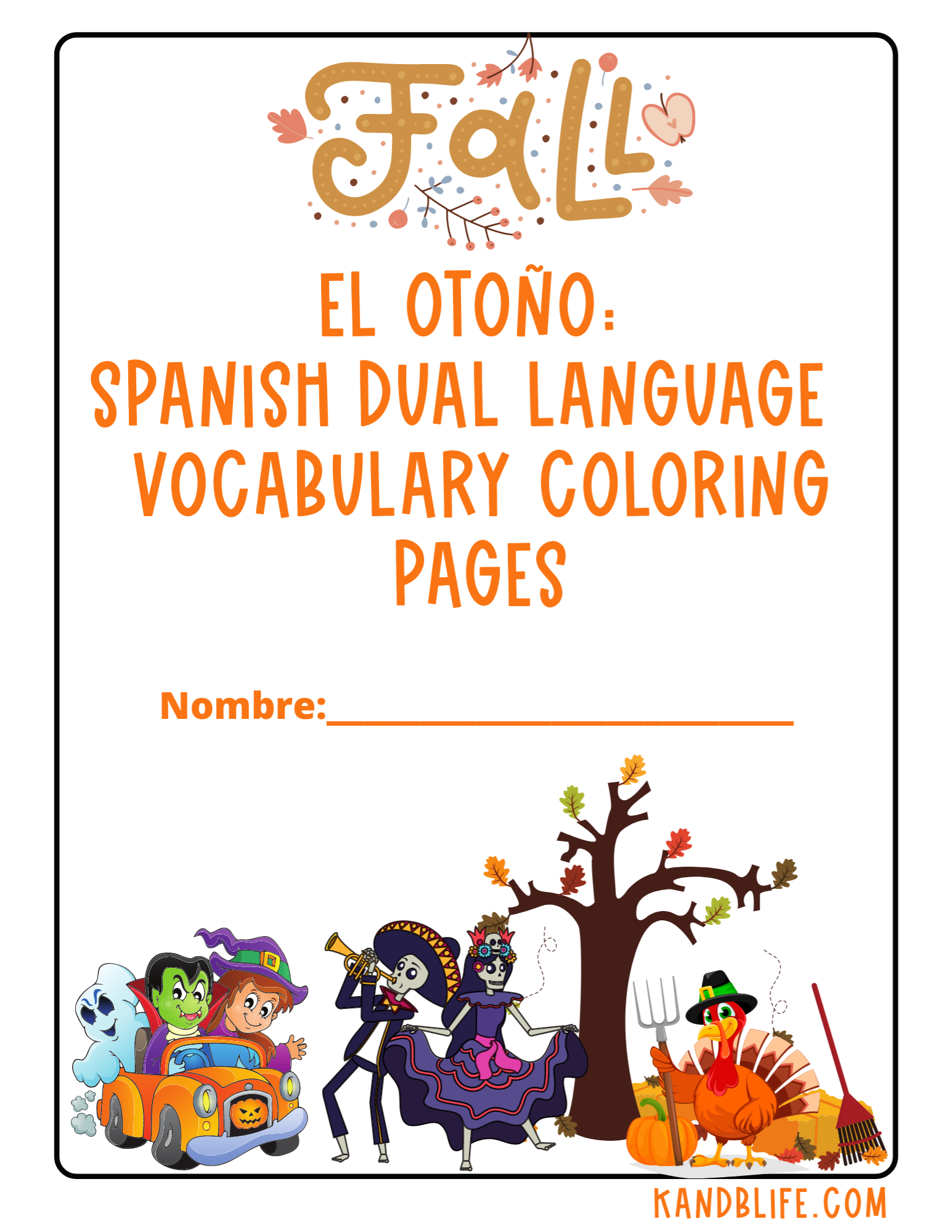 El otoão fall spanish and dual language coloring pages