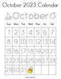 October calendar coloring page