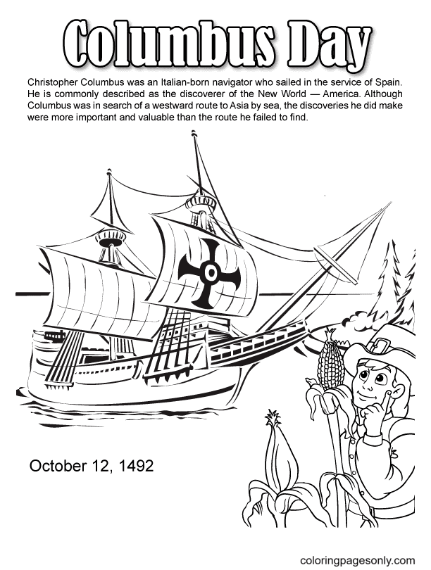 Columbus day coloring pages printable for free download