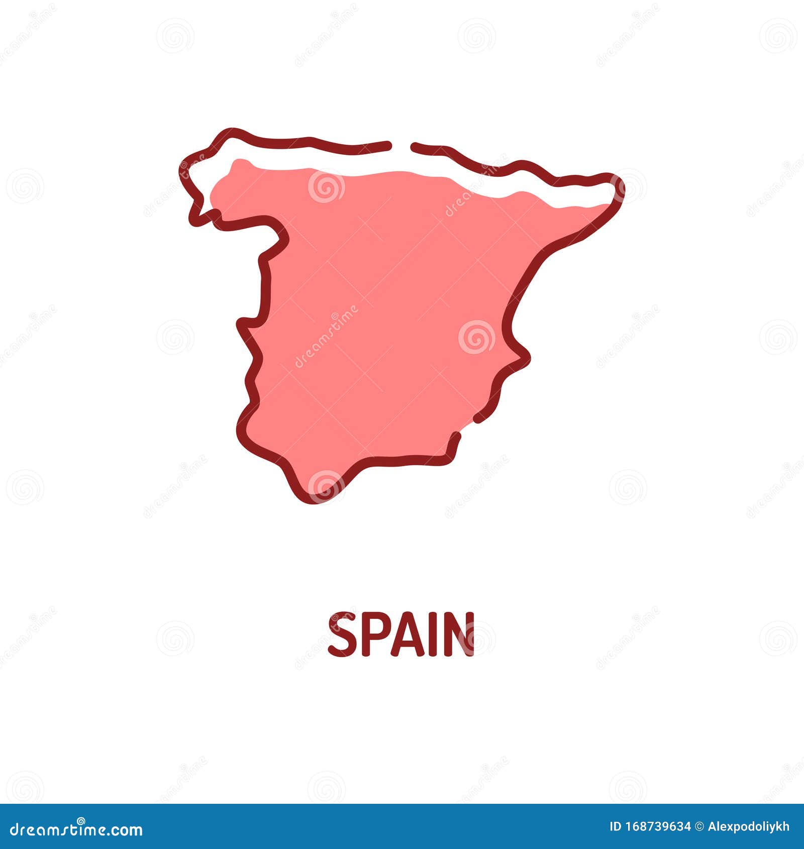 Spain map color line icon border of the country pictogram for web page mobile app promo ui ux gui design element stock illustration