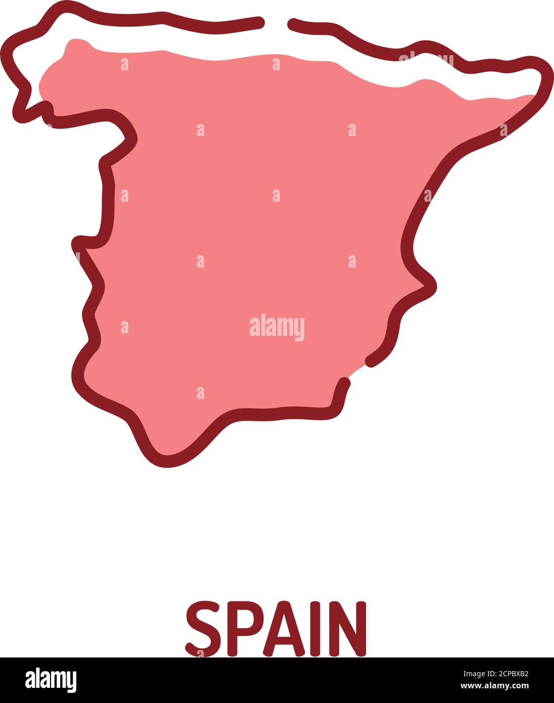 Spain map color line icon border of the country pictogram for web page mobile app promo ui ux gui design element editable stroke stock vector image art