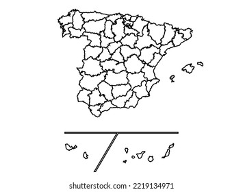 Coloring page spain map administrative division stock vector royalty free