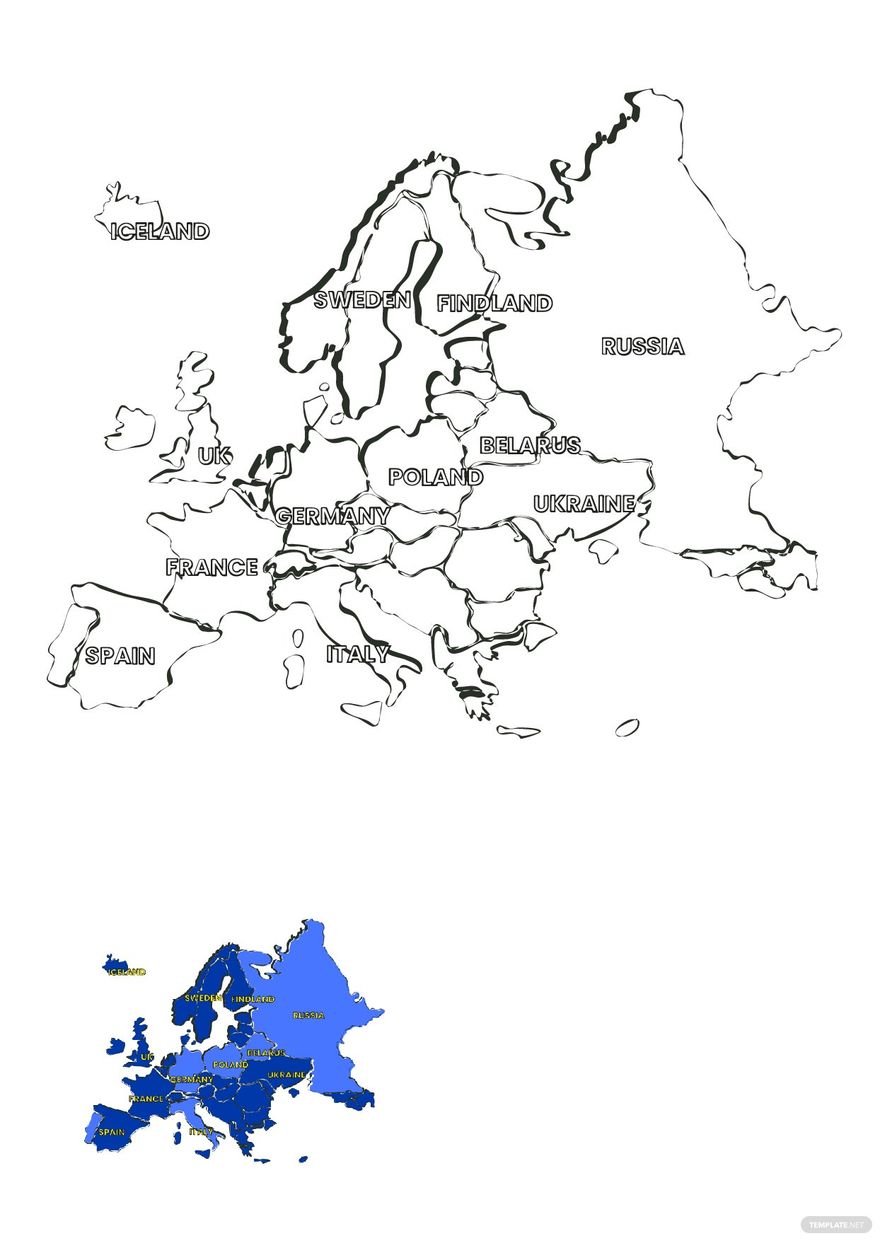 Free political europe map coloring page